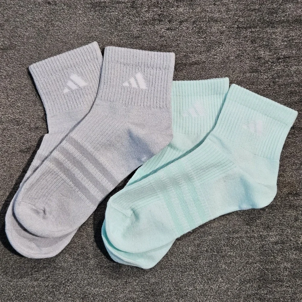 Adidas Women's Low Cut Socks 2 Pair Pack Size Medium Gray And Teal NWOT